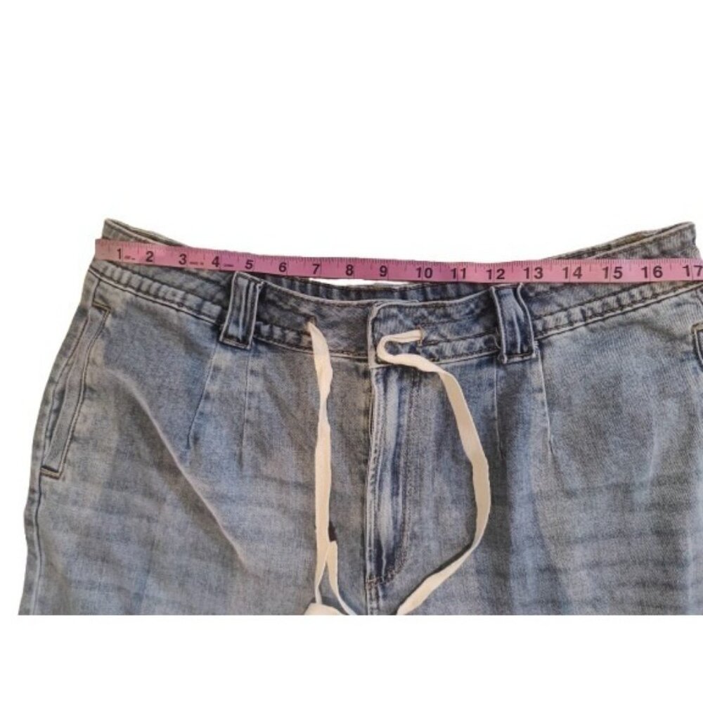 Falls Creek Wide Leg High Rise Cropped Faded Jeans W Waist Tie 16 - Picture 3 of 6